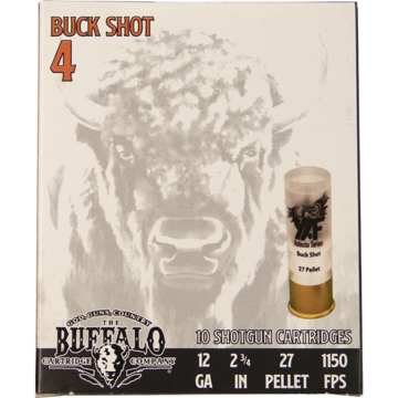 12 gauge Buffalo 2 3/4" shotgun #4 Buck #27 pellet 50 rounds