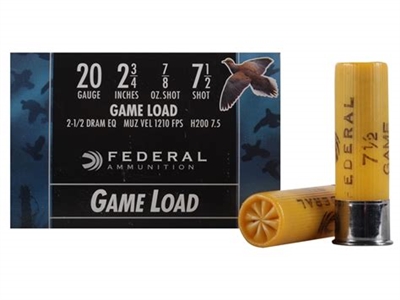 20 gauge Federal 2 3/4" GameLoad #7 1/2 Lead 7/8 oz #50