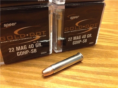 22 Magnum Speer 40gr HP-SB Self Defense - 100 rounds