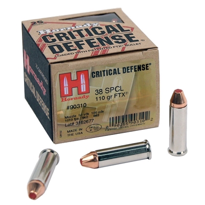 38 Special 110gr +P Hornady Critical Defense FTX  #50 rounds